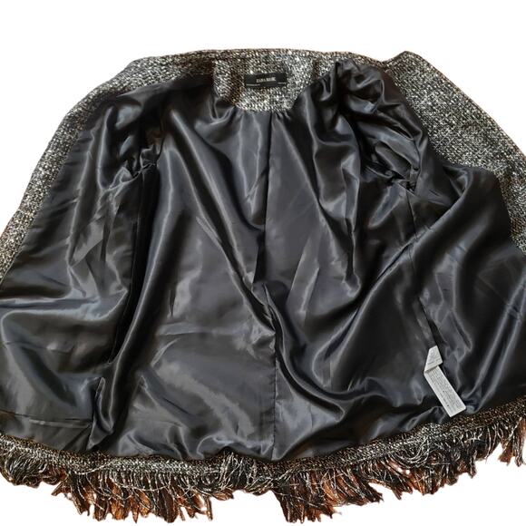 Zara Black metallic Tweed jacket with fringe size XS - Picture 7 of 8
